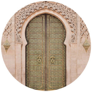 K&L Wall Art Vliestapete "Runde Vliestapete", Sisi+Seb Orientalische Holztür, mehrfarbig, matt - bunt