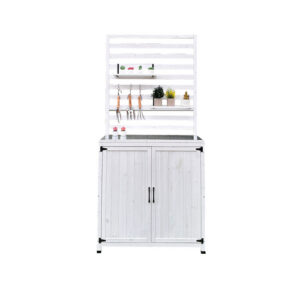 LECO Gartenregal "THEA", 4 Ablagefächer, BxLxH: 94 x 94 x 200 cm - weiss