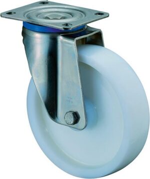 Lenkrolle 150mm HS100 Platte,Kst.weiß,ER,RL HS100.B14.150