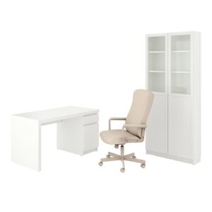 MALM/MILLBERGET / BILLY/OXBERG Schreibtisch+Aufbewahrungskombi