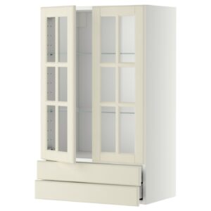 METOD / MAXIMERA Wandschrank m 2 Glastüren/2 Schubl.