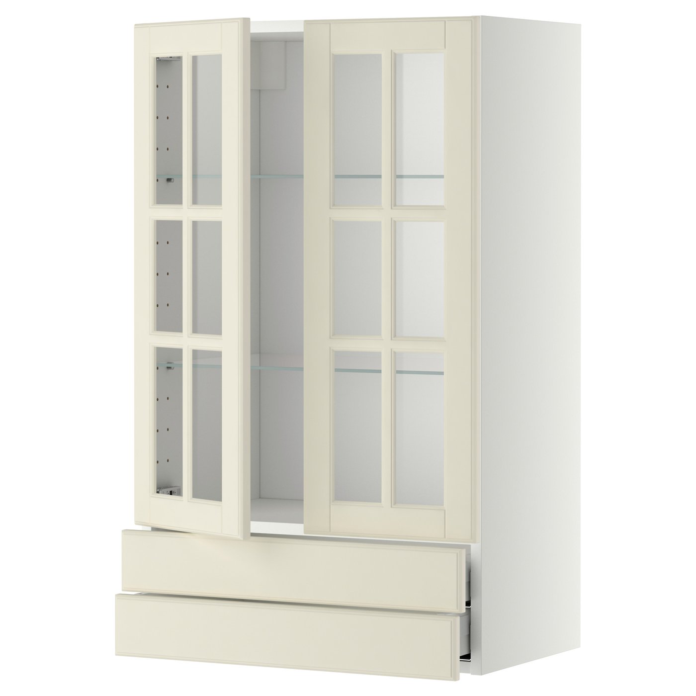 METOD / MAXIMERA Wandschrank m 2 Glastüren/2 Schubl.