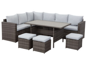 MeXo Gartenmöbel 9-Sitzer Lounge Set inkl. Polster (Grau & Hellgrau)