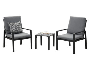 MeXo Gartenmöbel "Dining Set Rom", inkl Polster (2-Sitzer, Schwarz / Dunkelgrau)