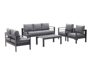 MeXo Gartenmöbel Lounge-Set "Genua", inkl. Polster (7-Sitzer, Grau / Dunkelgrau)