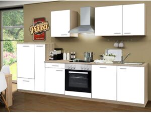 Menke Küchenzeile ""Classic"" 270/280/300/310 cm (Geschirrspüler, frei Bordstein, Weiss, 310 cm)""