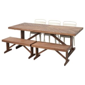 NORRMANSÖ / NORRMANSÖ Tisch + 3 Stühle + 2 Bänke