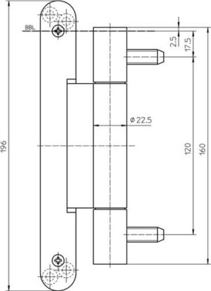 Objektband VARIANT VN 3747/160, Compact VA ma geb.160kg 24mm DIN L/R