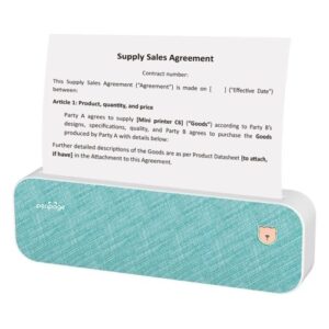 Original PeriPage A40 Papierdrucker 210mm Mini Mobile Fotodrucker mit 1 Rolle Thermopapier Unterstützung 2''/3''/4' Papierbreite Druck PDF Datei Webseite Vertrag Bild Kompatibel mit Android iOS