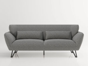 Phoenix Medina Schlafsofa, 3-Sitzer, mit Arm- und Rückenlehne, inkl Kissen,Metallfüsse schwarz matt (Grau)