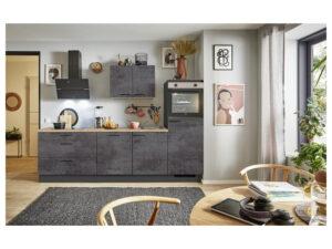 Pinolino Küchenzeile, 270/280 cm, mit Elektrogeräten (Anschlag rechts, Beton Grafitgrau, 270 cm)""