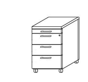 Rollcontainer Cyro H565xB438xT600mm, lichtgrau 1 Utensilienauszug,3 Schubl.