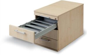 Rollcontainer H512xB428xT800mm, Buchedekor 3 Schubl.