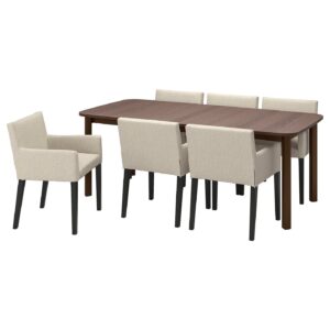 STRANDTORP / MÅRENÄS Tisch und 6 Armlehnstühle