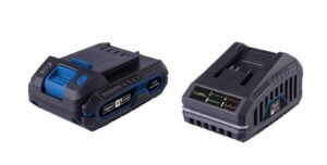 Starter-Kit 2.0 SBSK2.0 Scheppach | inkl. 20 V / 2,0 Ah Akku & 2,4 A / 65 W Ladegerät | LED-Anzeige | Wandhalterung