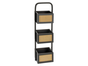 Wenko Badregal mit 3 Bambuskörben (Schwarz)