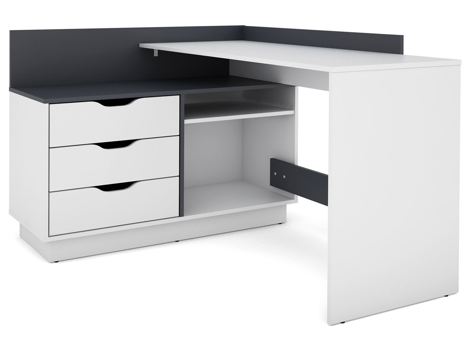 byLIVING Schreibtisch Belfast (Weiß / Anthrazit)