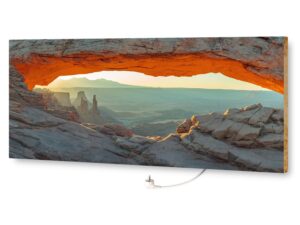 marmony® Infrarot-MOTIV-Heizkörper 800 Watt Natur mit Thermostat MTC-40 (Mountain View)