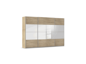 rauch ORANGE Quadra Schwebetürenschrank mit Spiegelelementen (Basic-Ausstattung, Korpus: Eiche, Breite: 315cm/Höhe: 210cm)