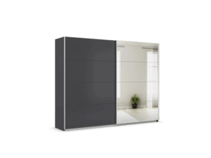 rauch ORANGE Quadra Schwebetürenschrank mit Spiegelelementen (Basic-Ausstattung, Korpus: Graumetallic, Breite: 271cm/Höhe: 210cm)""