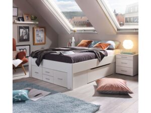 rauch ORANGE Scala - Futonbett (ohne Kopfteil, 6 Schubkästen, Alpinweiß, 140x200cm)